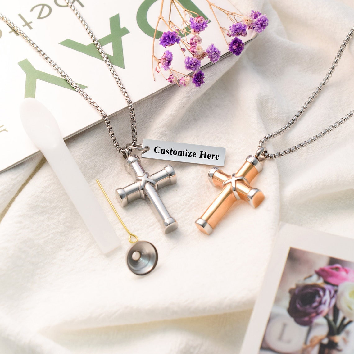 Bullet Cross Pendant Bullet Cross Cremation Urn Necklace