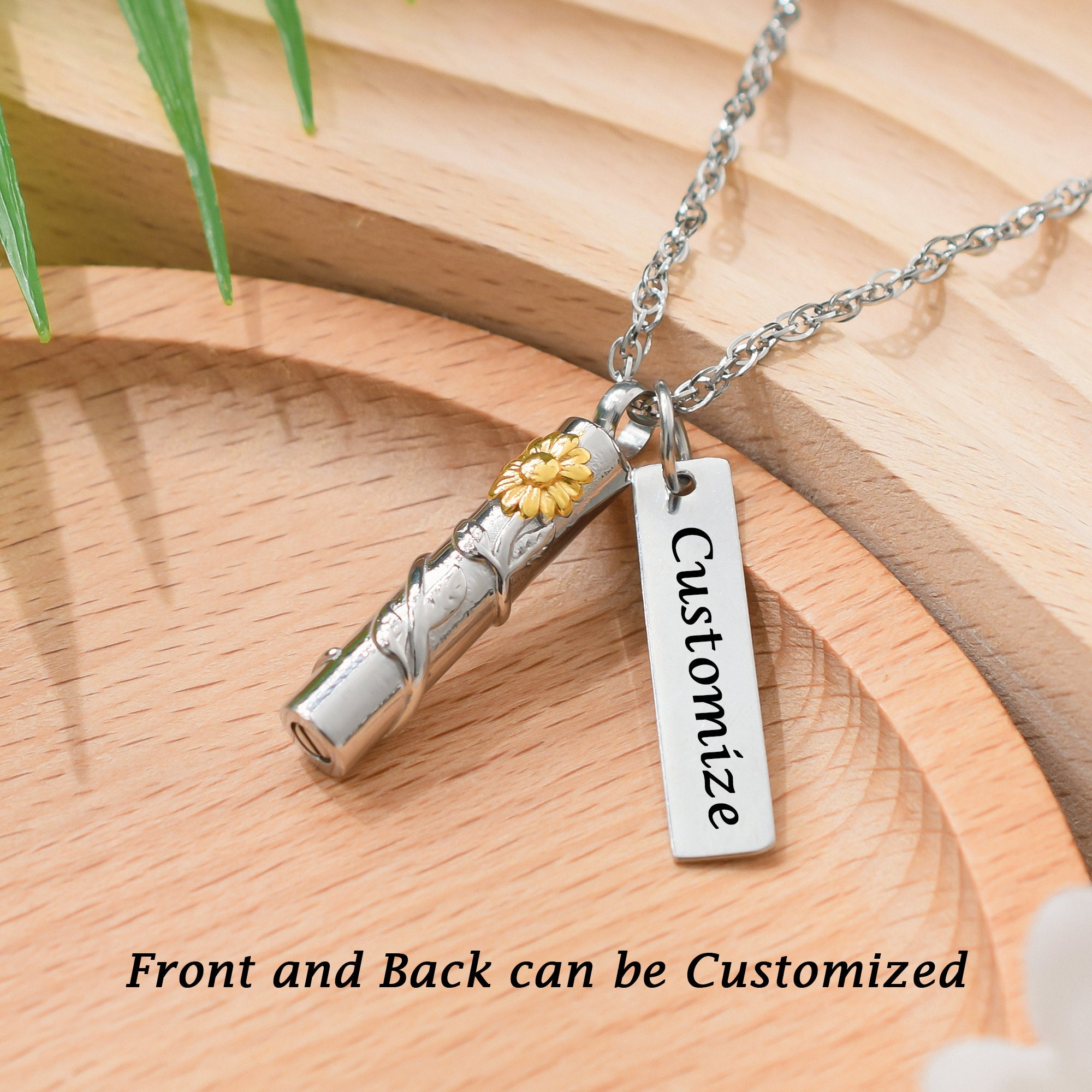 Praymos Collana Con Urna In Argento 925 A Forma Di Girasole - Gioiello Commemorativo Per Ceneri, Capelli O Fiori Secchi - Catena 45,7 Cm - 4