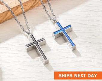 Customized Cross Urn Necklace for Ashes, Personalized Memorial Pendant, Cremation Jewelry for Ashes, Ashes Holder, Keepsake Necklace