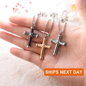 Cross Cremation Jewelry for Ashes, Urn Necklace, Memorial Pendant Keepsake Jewelry for Men Women