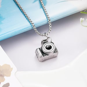 Personalized Projection Ashes Necklace, Customized Camera Urn Pendant, Cremation Jewelry for Ashes, Cremation Necklace for Women Men image 6