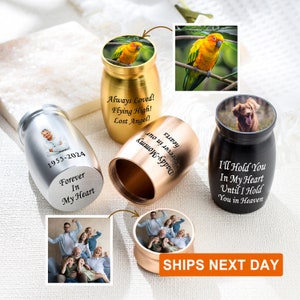 Photo Customization 3 Inches Mini Urn, Memorial Ashes Holder, Engraved Small Keepsake, Cremation Urns for Ashes, Personalized Small Urn