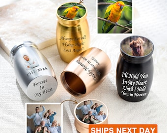 Photo Customization 3 Inches Mini Urn, Memorial Ashes Holder, Engraved Small Keepsake, Cremation Urns for Ashes, Personalized Small Urn