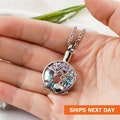 Tree of Life Urn Necklace for Ashes, Personalized Crystal Cremation Jewelry, Customized Memorial Necklace, Mini Keepsake Urn