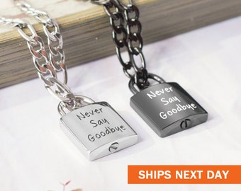 Customized Lock Urn Necklace for Ashes, Personalized Memorial Pendant, Cremation Jewelry, Ashes Holder, Cremation Necklace for Human Ashes
