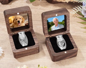 Photo Customization 1.18 Inches Mini Urn, Memorial Ashes Holder, Engraved Small Keepsake, Cremation Urns for Ashes, Personalized Small Urn