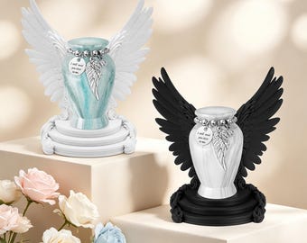 Personalized Small Memorial Cremation Urns for Human Ashes, Photo Customization 2.85Inches Mini Urns, Aluminum Keepsake Urns with Wing/Heart