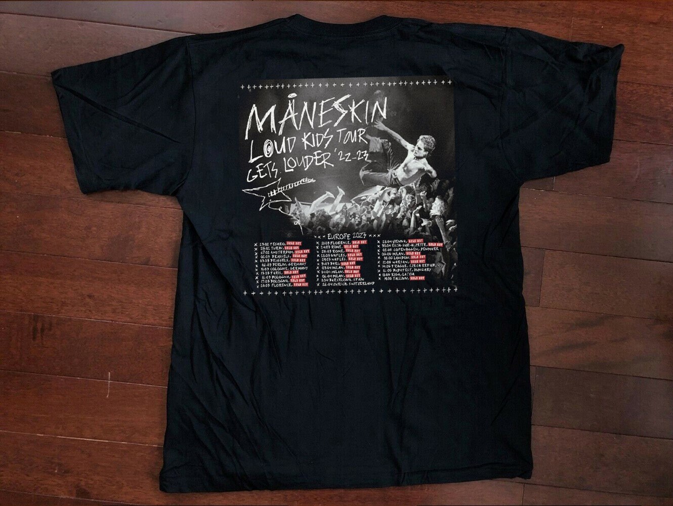Discover Maglietta Stampa su 2 Lati Maneskin Loud Kids Gets Louder Tour T-Shirt
