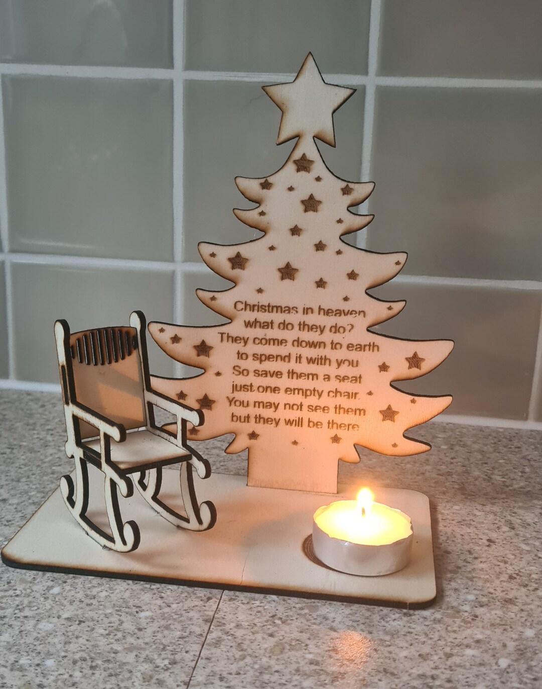 Christmas in Heaven Tea Light Holder Engraving File AI, DXF, SVG, LBRN2 ...