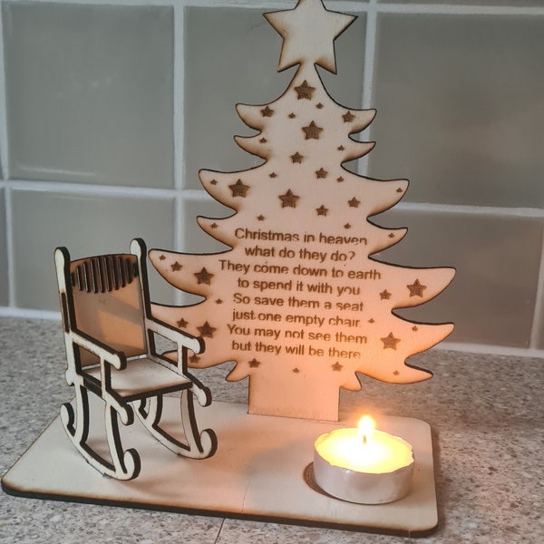 Christmas in heaven Tea Light holder engraving file AI, DXF, SVG, LBRN2 files for engraving. for lost loved ones. 2mm