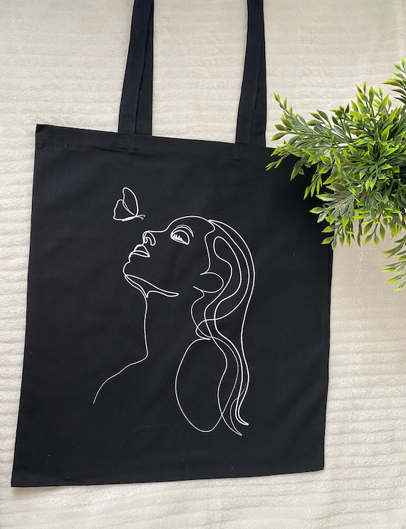 Black Women s Printed Tote Bag Handmade Canvas Bag With Unique Design Stylish and Practical Handbag Ideal Gift Etsy UK