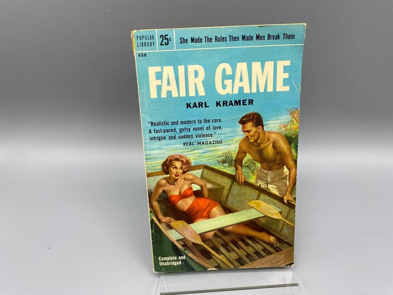 VINTAGE SLEAZE 1955 Fair Game by Karl Kramer Popular Library 650 good girl art cover image 1