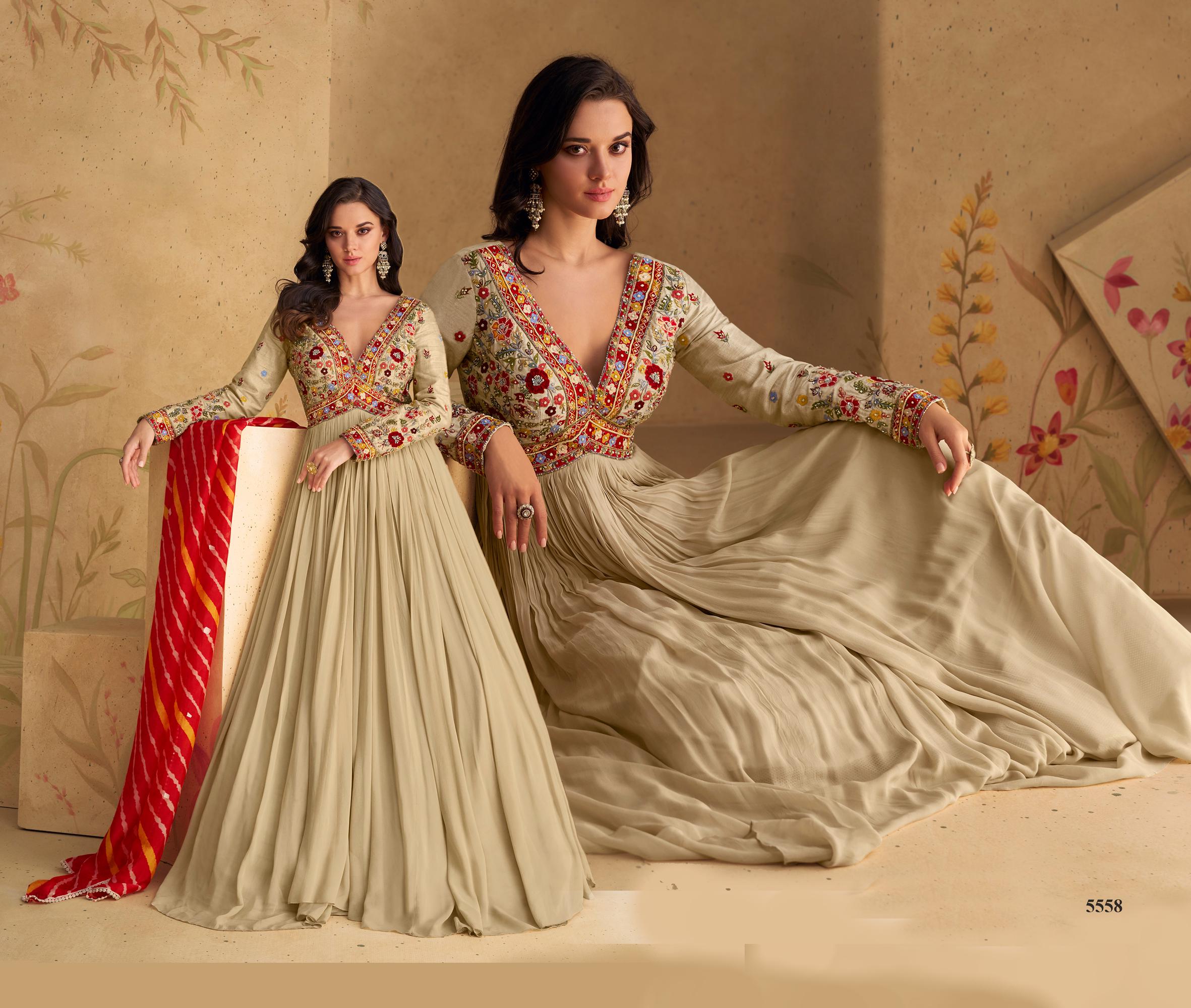 Readymade Designer Anarkali Gown Dress with  Embroidery | Fancy Dupatta | Wedding Wear | Partywear | Festive | Bollywood Style