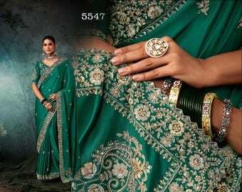Designer Embroidered Wedding Party Wear Saree Collection for Women Ethnic Indian Bridal Saree