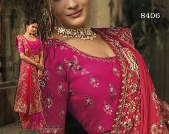 Red Silk Bridal Saree, Indian Wedding Embroidered Zari Work_ Plus Sizes Available