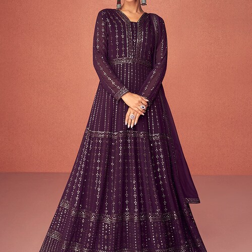 Readymade Designer Anarkali factory Salwar Suit Front Slit | Dupatta Dress Pakistani, Indian Wedding Party Wear Embroidery Work | Readymade Anarkali