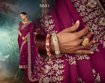 Designer Embroidered Wedding Party Wear Saree Collection for Women Ethnic Indian Bridal Saree