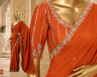 Embroidered Silk Organza Saree Set: Festive Wedding Wear, Designer Blouse-Plus Size Available