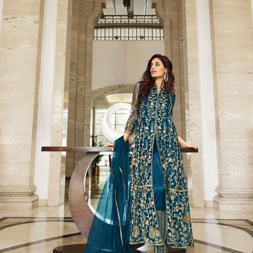 blue engagement dress indian Pakistani Wedding Readymade Blue Color Top Lehenga Indian Bollywood Engagement
