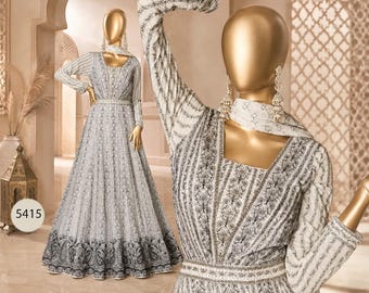 Designer Real Georgette Embroidered Anarkali Gown with Dupatta