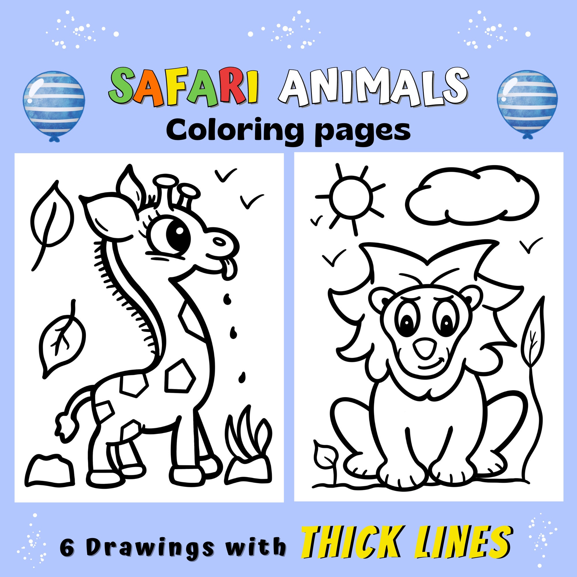 Safari Coloring Pages for Preschool and Up Safari Animals - Etsy Safari Coloring Pages for Preschool and Up Safari Animals - Etsy
