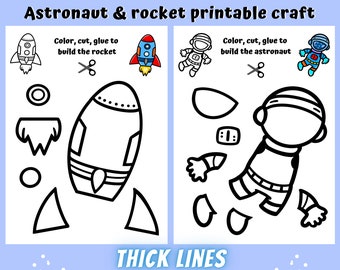 Rocket printable craft, Space themed activity, Printable space craft, Space rocket cut out, Cut and paste space activity Kindergarten