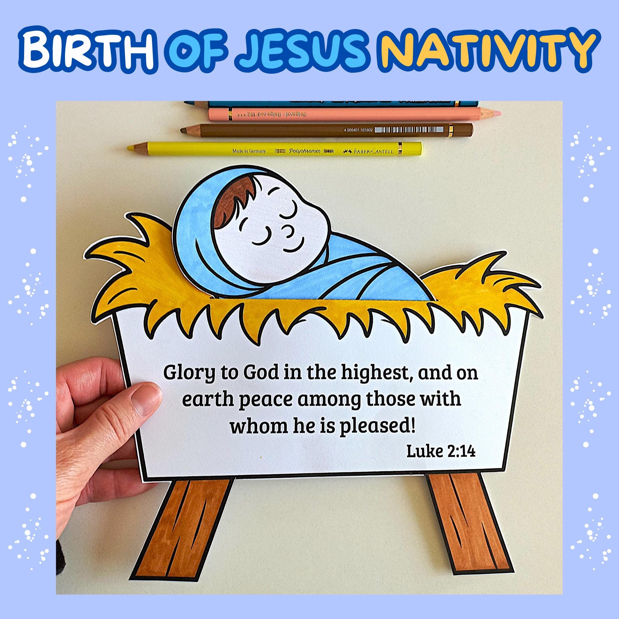 Nativity craft printable, Baby Jesus in the manger Craft, Christian…
