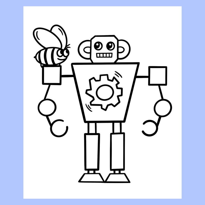 Robot Coloring Pages for Kids Printable Cute Robots PDF Etsy