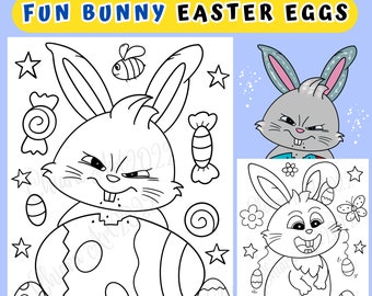 Easter bunny coloring pages preschool and up, Funny bunny Easter eggs coloring pages for kids printable, Cute Easter coloring sheets PDF
