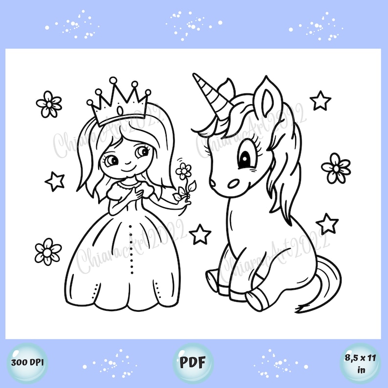 Princess Unicorn Coloring Pages for Kids and Adult Printable, Pretty ...