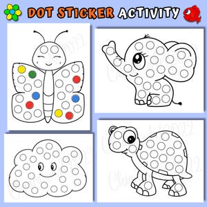 Dot sticker activity printable, Craft toddlers, Do a dot, Fine motor skills, Animal dot sticker, Hand drawn
