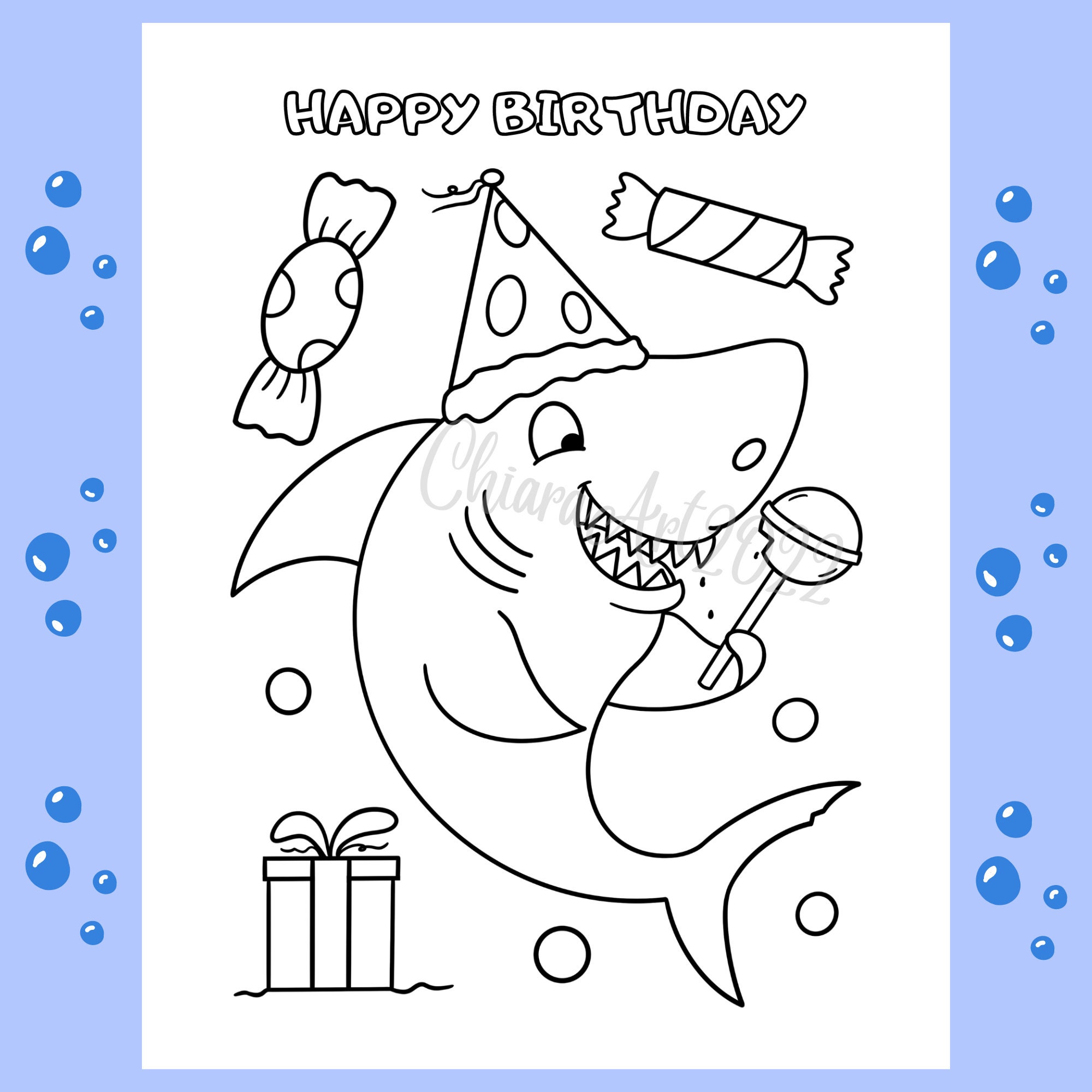 Shark Coloring Pages for Kids Printable, Shark Birthday Party Preschool ...