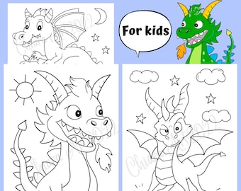 Coloriage dragons pour enfants à imprimer, Coloriage mignons dragons maternelle primaire, Coloriage animal mythique, Dragons faits main PDF