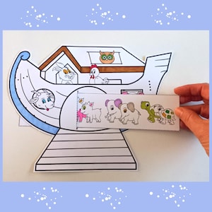 Noah's Ark Craft Printable, Noah's Ark and Animals Coloring, Sunday ...