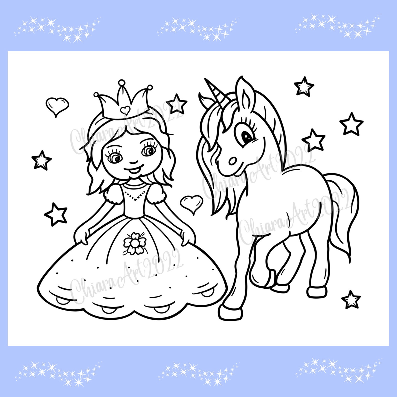 Princess Unicorn Coloring Pages for Kids and Adult Printable, Pretty ...