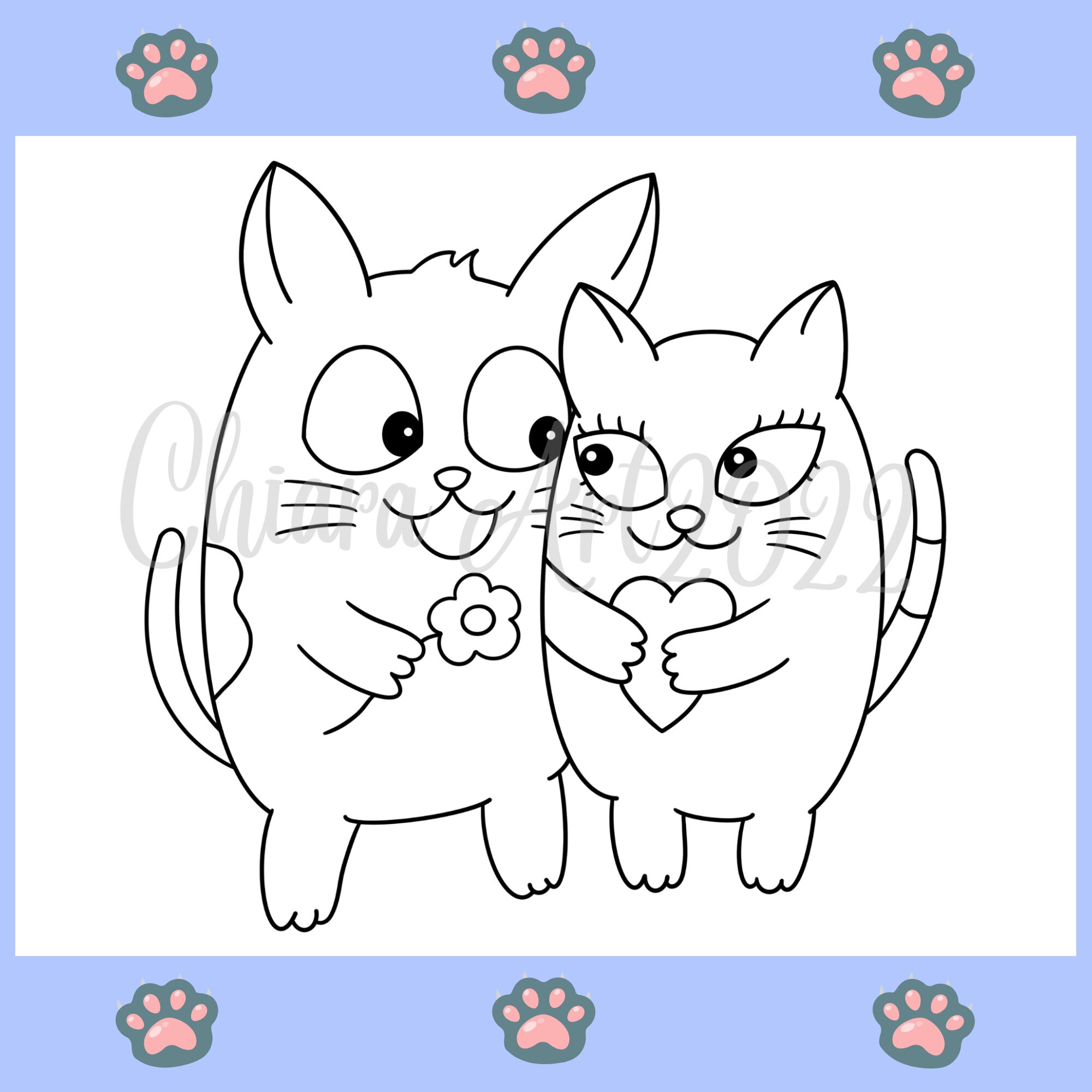 Cat Coloring Pages for Toddlers Cute Cat Coloring Pages for - Etsy