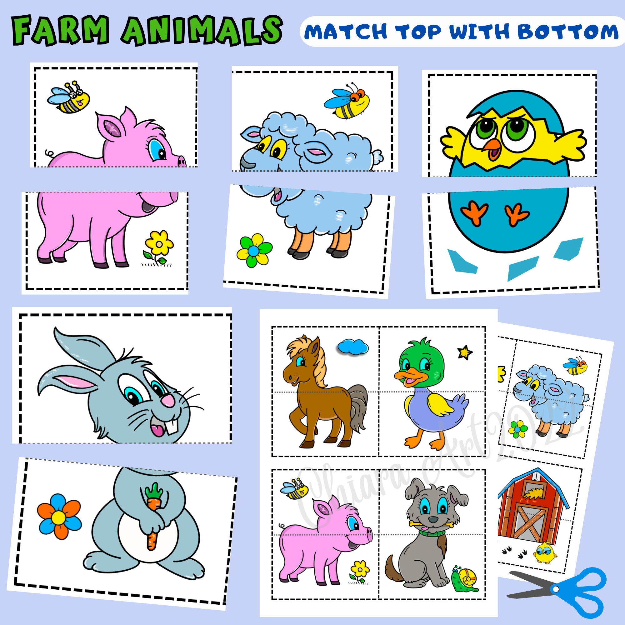 farm-animal-matching-game-preschool-farm-activity-for-kindergarten-printable-farm-worksheets-toddlers-mix-and-match-farm-animals-and-barn-etsy
