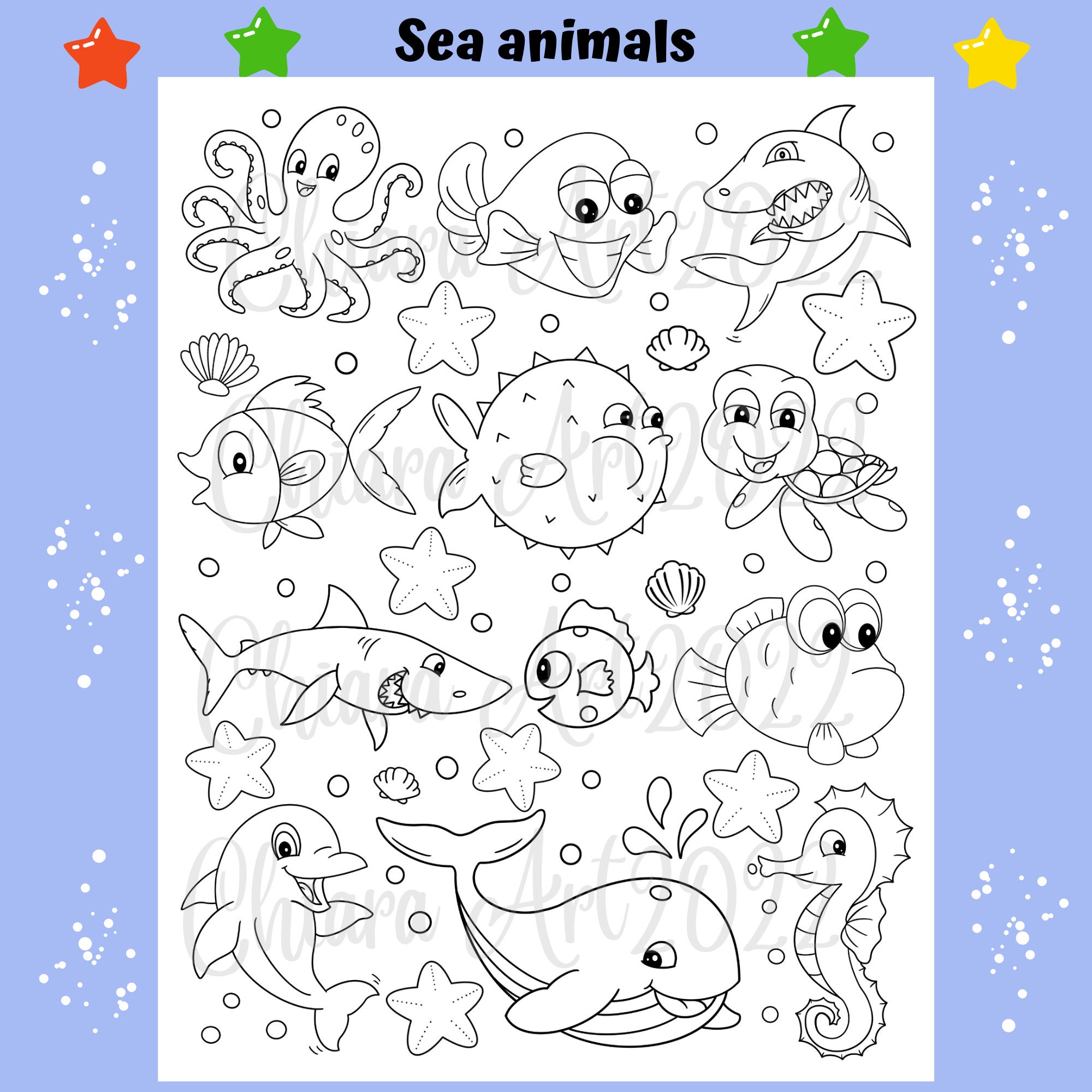 Animal Doodle Coloring Pages for Kids Cute Animal Coloring Etsy