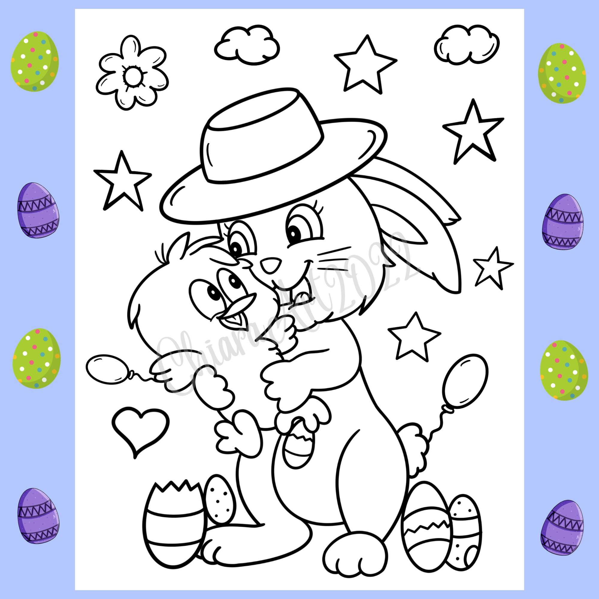 Easter Coloring Pages for Kids Printable, Fun Easter Bunny Coloring ...