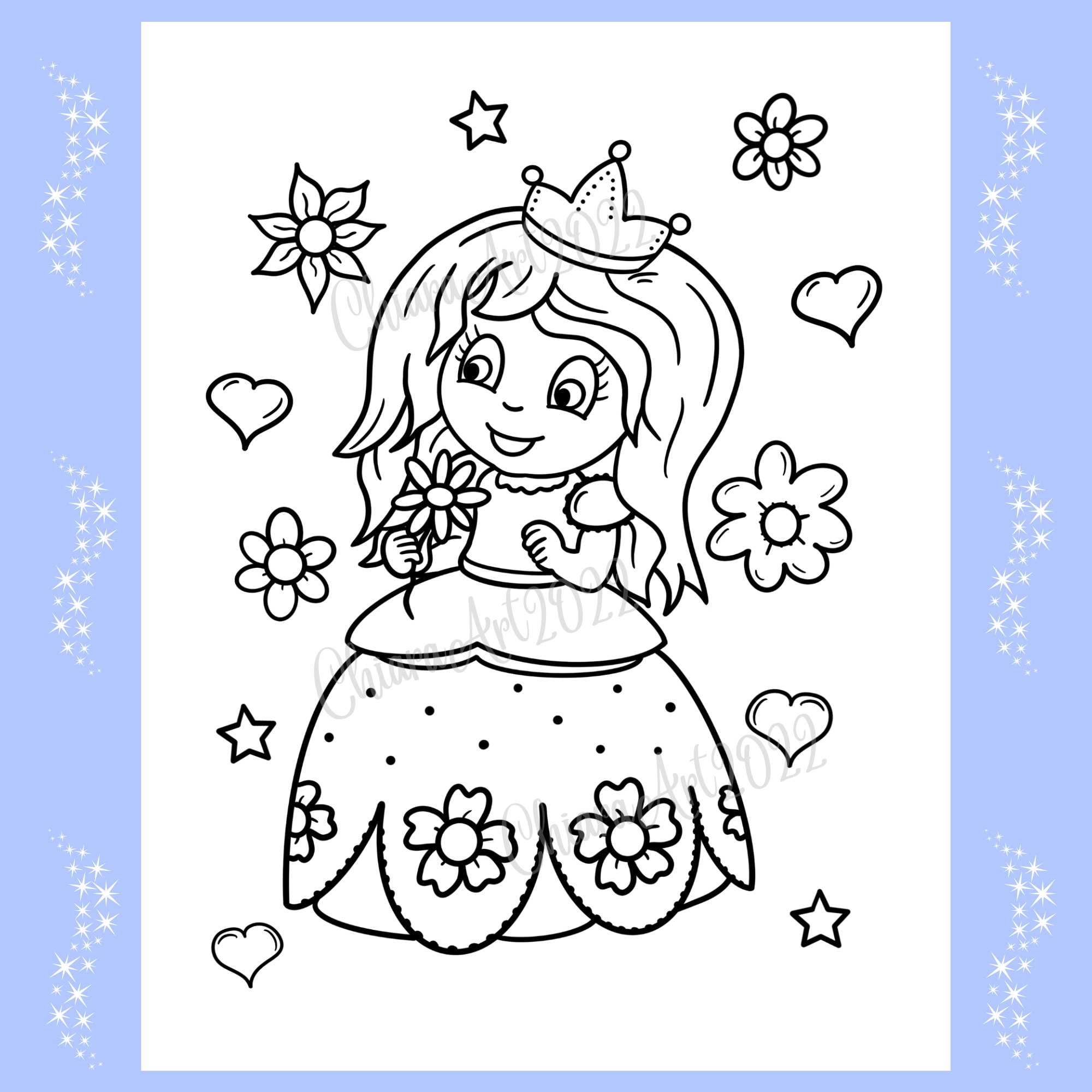 Princess Unicorn Coloring Pages for Kids and Adult Printable, Pretty