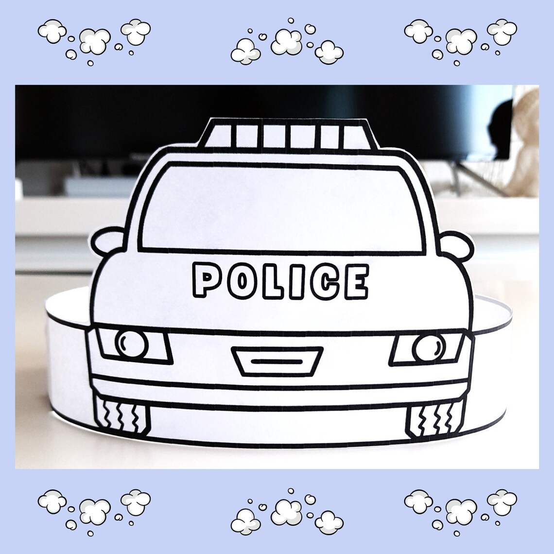 Police Car Paper Crown for Kids, Police Party Printable, Police Themed
