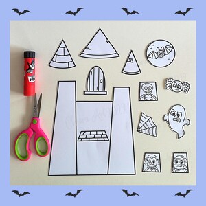 build a halloween mansion craft printable