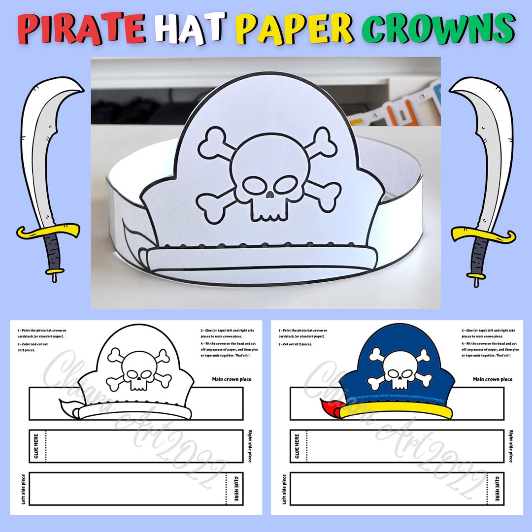 pirate-hat-paper-crown-for-kids-pirate-birthday-decor-pirate-party-hats-printable-pirate-craft-activity-pirate-headband-preschool-and-up-etsy for Free Printable Printable Cut Out Printable Pirate Hat Template Pirate Hat Paper Crown for Kids, Pirate Birthday Decor, Pirate Party Hats Printable, Pirate Craft Activity, Pirate Headband Preschool and Up - Etsy for Free Printable Printable Cut Out Printable Pirate Hat Template
