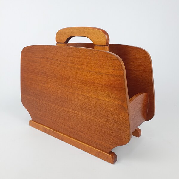 Teak Mcm Magazine Rack Etsy