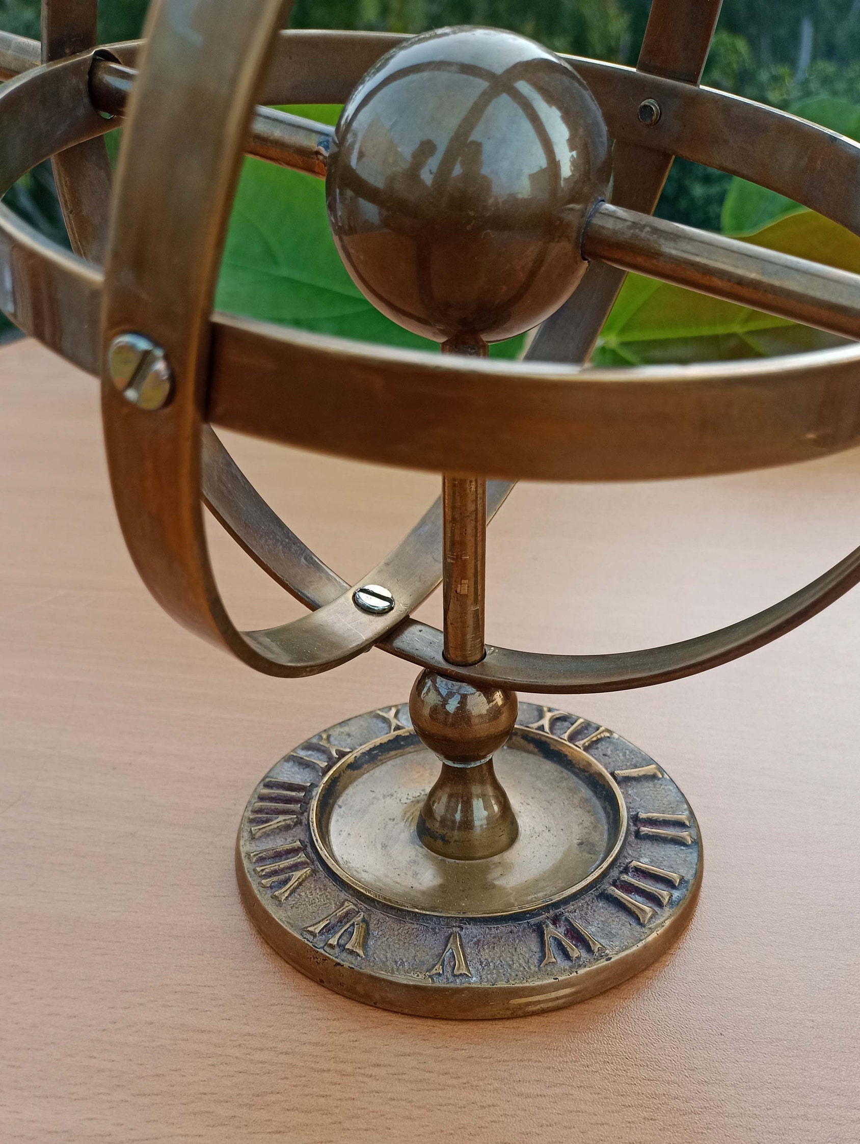 Bronze Sundial Garden Sculpture Armillary Heavy Brass Etsy