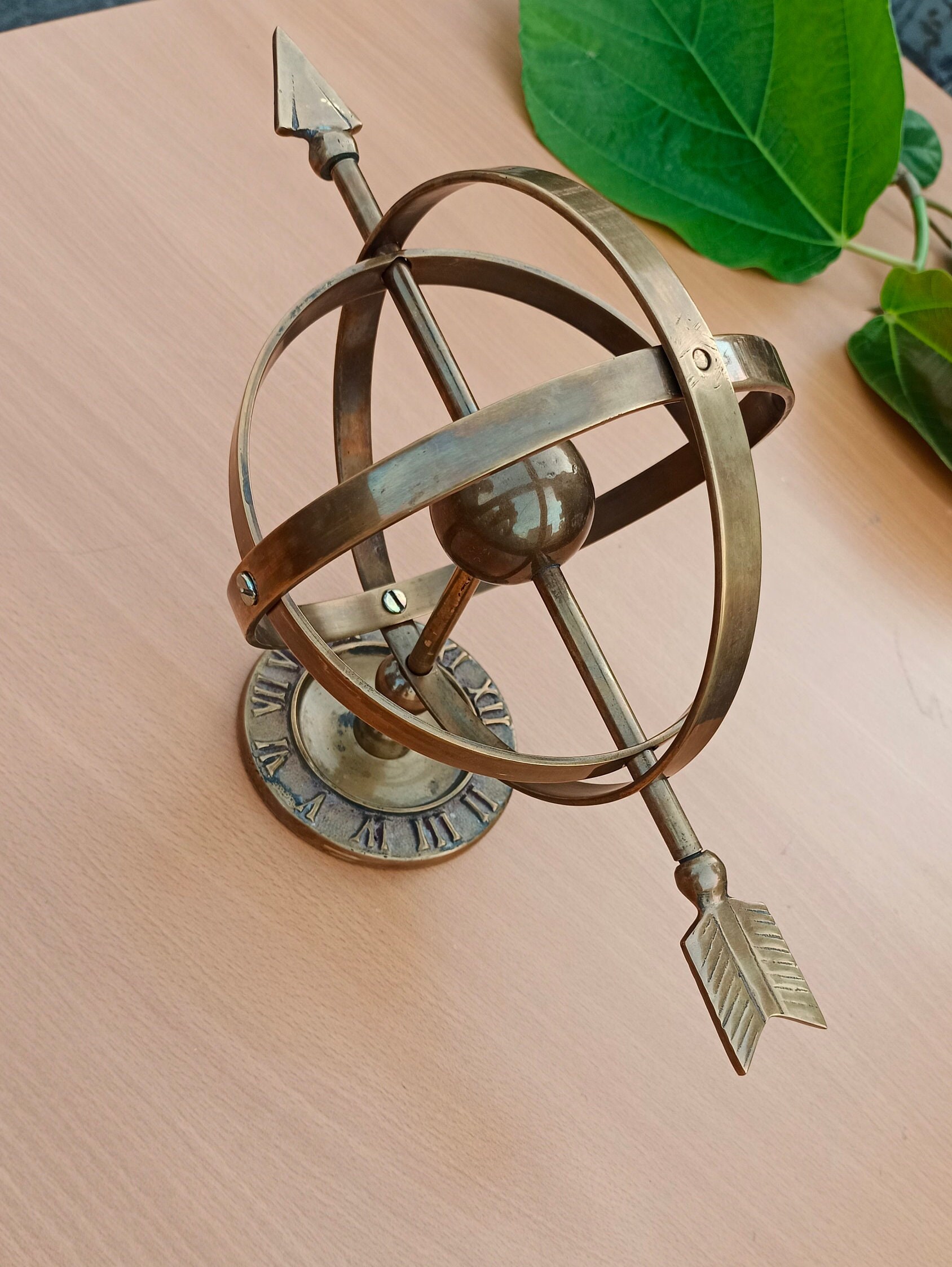 Bronze Sundial Garden Sculpture Armillary Heavy Brass Etsy