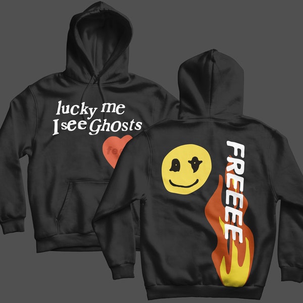 Lucky Me I See Ghosts Hoodie / black hoodie / kids see ghosts / kanye west / kid cudi / music / rap / ghosts / graphic hoodie / gift