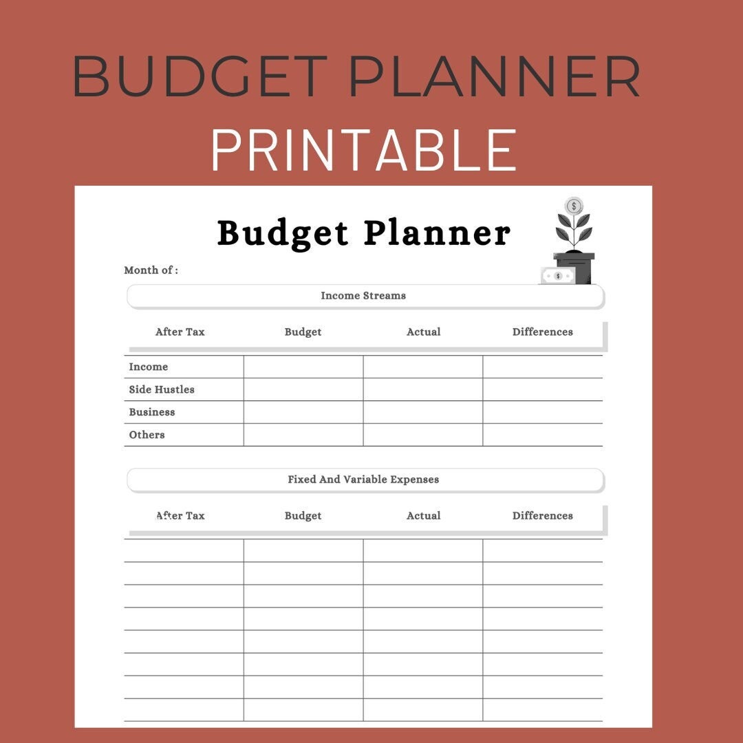 Budget Planner Printable, Minimal Productivity Printable, Instant ...