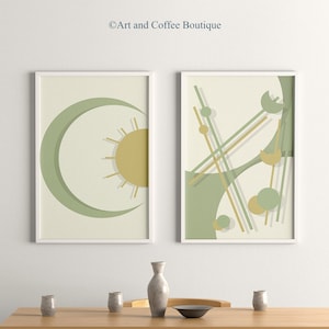 Set of 2 abstract art prints, printable wall art, digital print, minimalist, home decor, wall decor, sage green, large abstract art print