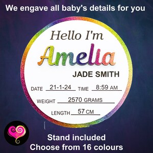 Baby announcement plaque / baby details / birth announcement / baby plaque / baby name sign / baby boy / baby girl / newborn / new baby
